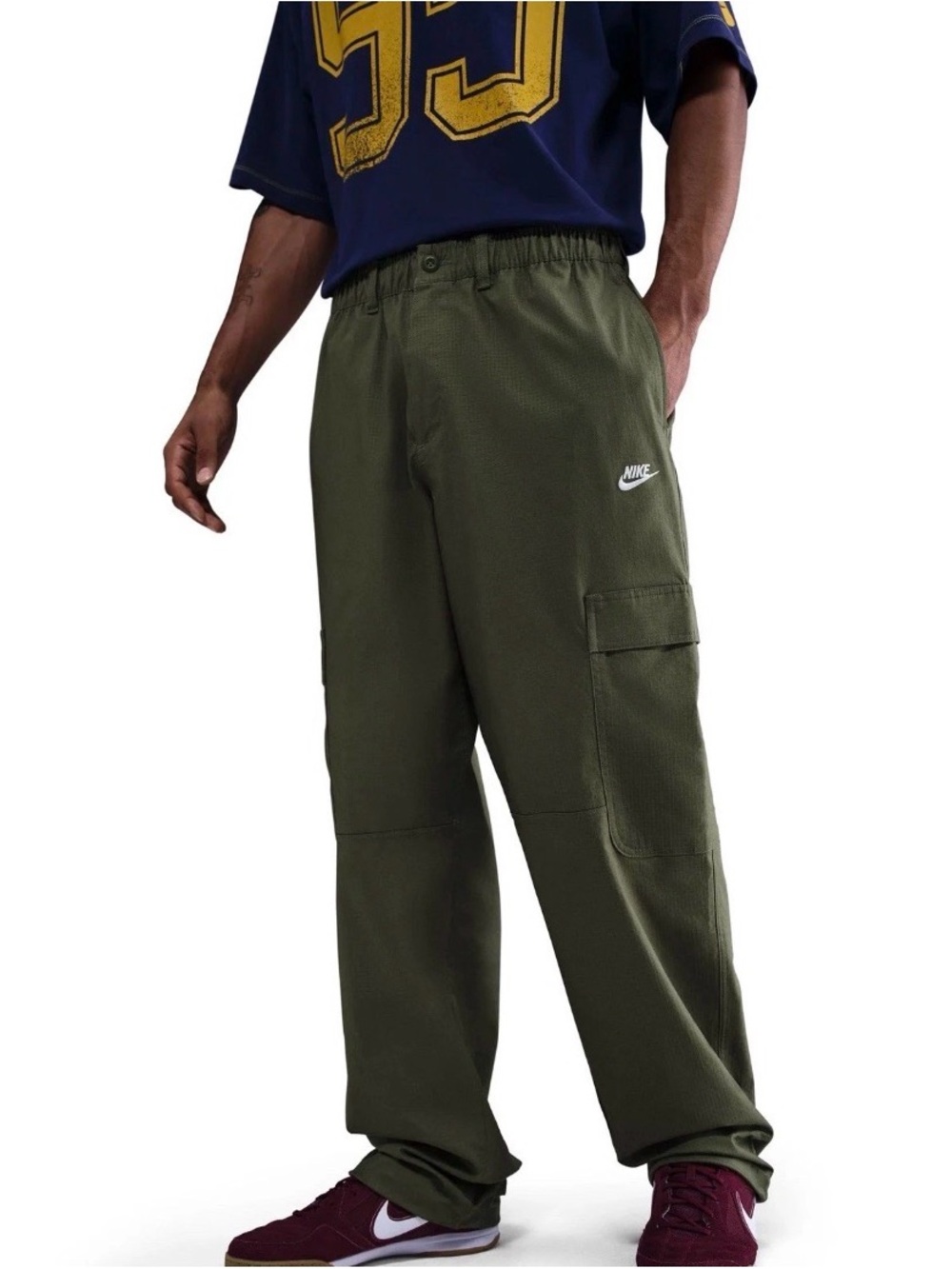 Nike Sportswear Club Woven Cargo Pants Olive‎ HV1433-222  Loose Fit
